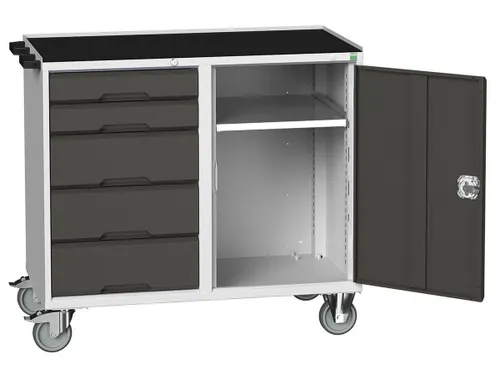 montagetafel 980x1300x600mm multiplexblad 5 laden kast front RAL7016