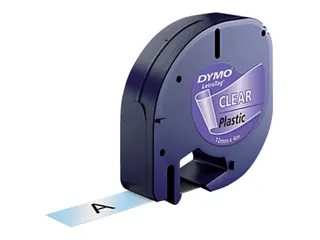 Lettertape Dymo 12267 Letratag 12mm Plastic Zwart Op Transparant - 5