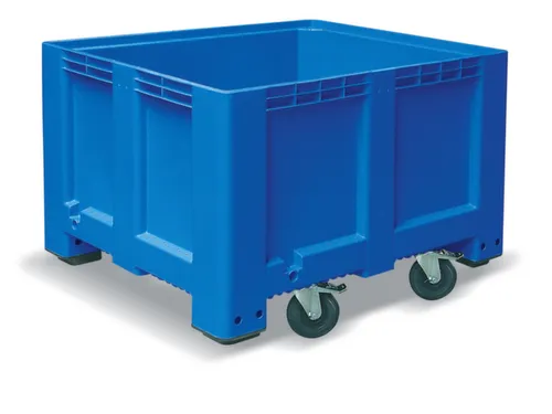 Stapelcontainer Pe 760x1200x1000mm 610 liter 4 Zwenkwielen Blauw