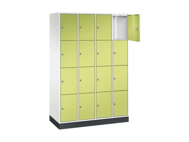 lockerkast,HxBxD 1950x1220x500mm,4x4vakken,cil.-slot,sokkel