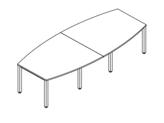 vergadertafel,HxBxD 740x2000x1200mm,vatvormig,MS-donkergrijs - 5