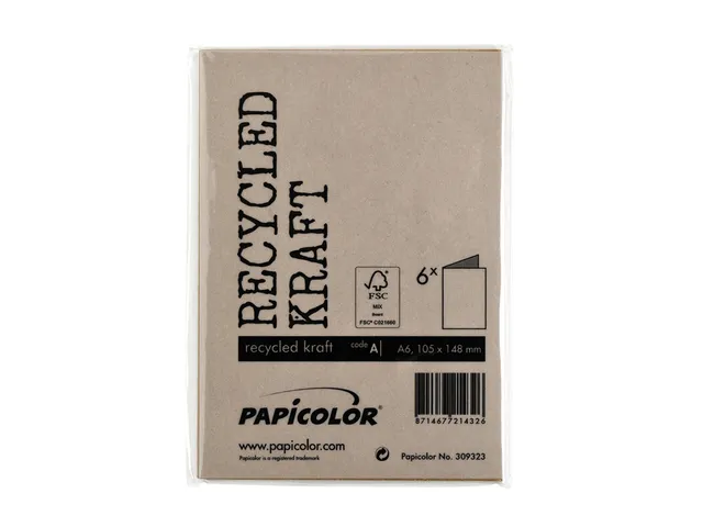 Carte de correspondance Papicolor double 105x148mm brun 6 pièces