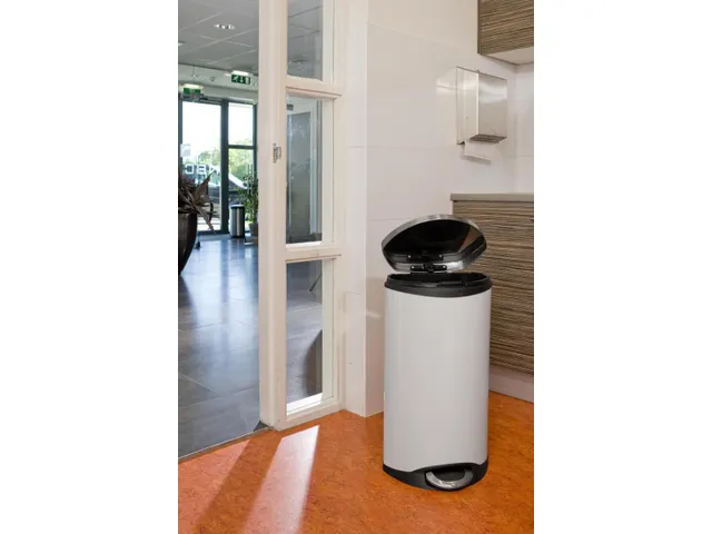 Pedaalemmer Shell Bin 30 Liter Wit mat RVS