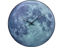 Wandklok NeXtime dia. 35cm bol glas 'blauw Moon dome'