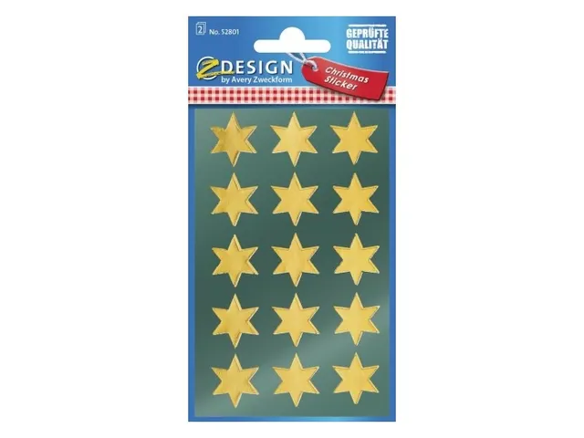 Étiquette Z-design De noël étoiles d'or - 2 feuilles