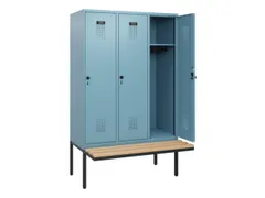 locker met bank,HxBxD 1950x1200x815mm,3vak,vak B 400mm,draaigrendel