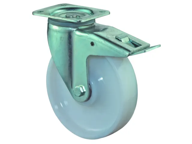 zwenkwiel m. rem,draagverm. 1000kg,kunststof recht,ØxB 200x50mm