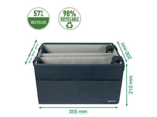 Leitz Hot Desking Stoffen opbergtas Fluweel Grijs 35,5x21x20cm