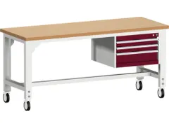 werkbank,verrijdbaar,HxBxD 840-1140x2000x750mm,beukenblad
