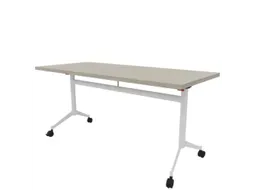 klaptafel,HxBxD 750x1600x700mm,hoekig,T-voet wit,ovale buis,blad beton