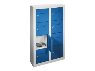 lockerkast,HxBxD 815x460x200mm,2x4vakken,RAL7035,front RAL5010 - 2