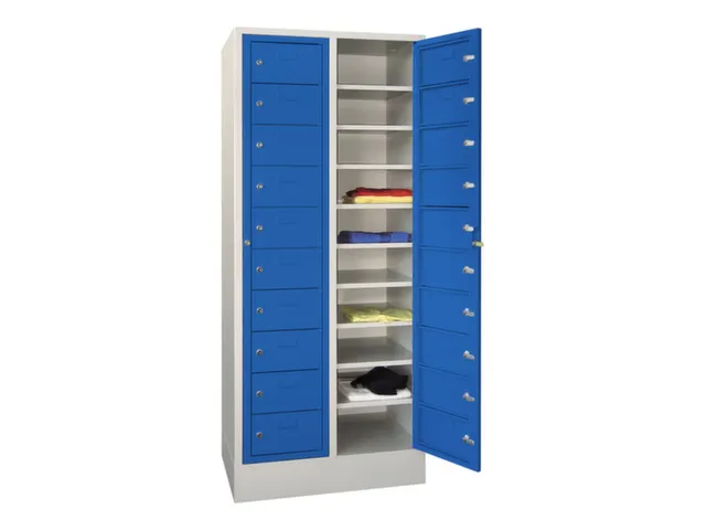 Wasgoedkast 1850x770x500 2x10 Vakken Sokkel Ral7035 Front Ral5010