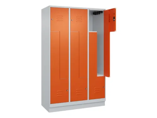 Z-garderobekast,HxBxD 1950x1200x500mm,vak B 200/400mm,cil.-slot,sokkel