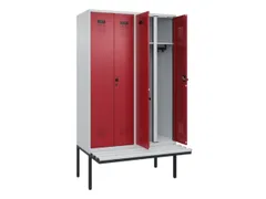 locker met bank,voor scheiding van kleding,HxBxD 2120x1200x815mm,4vak