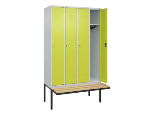 locker met bank,HxBxD 2120x1200x815mm,4vak,vak B 300mm,cil.-slot
