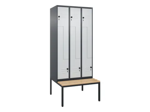 Z-garderobekast,HxBxD 2120x900x815mm,6vak,vak B 300mm,draaigrendel