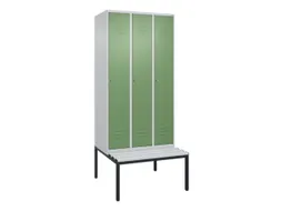 locker met bank,HxBxD 2120x900x815mm,3vak,vak B 300mm,cil.-slot