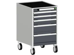ladekast verrijdbaar 880x525x525mm 5laden RAL7035 front RAL7016