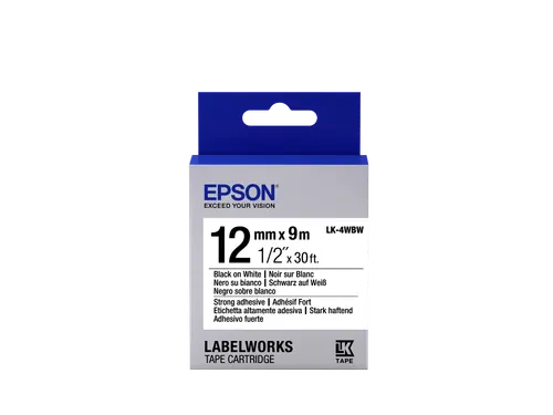 Strong Adhesive Tape - LK-4WBW Strng adh Blk/Wht 12/9