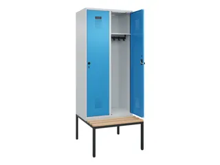 locker met bank,HxBxD 2120x800x815mm,2vak,vak B 400mm,draaigrendel - 2