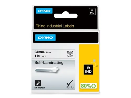 Labeltape Rhino 1734821 Vinyl 24mmx5.5m Zwart Op Wit