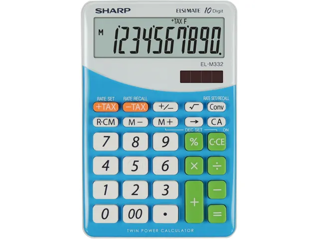 Calculator Sharp-ELM332BBL blauw-wit desktop