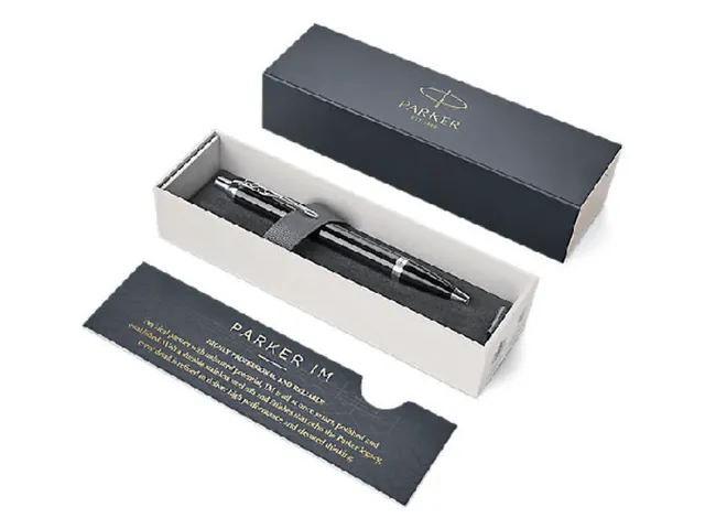 Balpen Parker IM Black Lacquer CT Medium Blauwe inkt