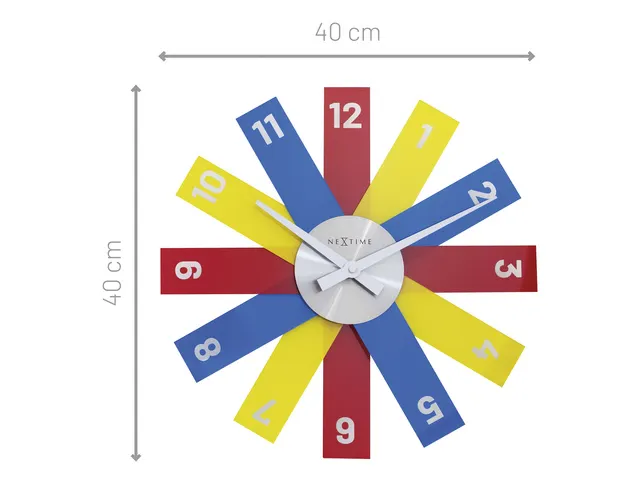 Design wandklok - 40cm- Stille klok - Multicolor - Acryl - NeXtime "Pl