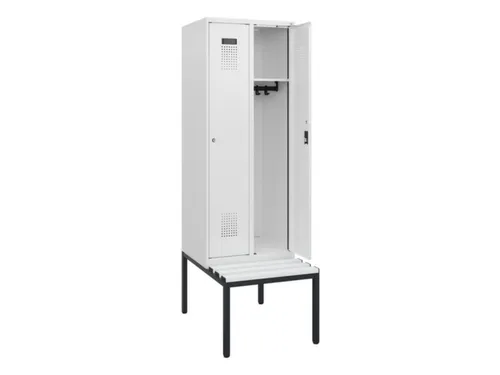 locker met bank,HxBxD 1950x600x815mm,2vak,vak B 300mm,cilinderslot