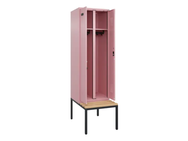 locker met bank,voor scheiding van kleding,HxBxD 2120x600x815mm,2vak