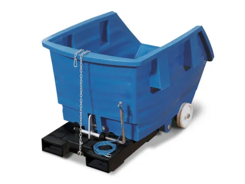 PE-kiepbak,HxLxB 925x1650x1145mm,0,75m³,draagverm. 250kg,blauw,wielen