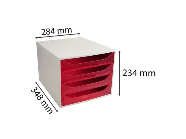 Ladenblok Ecobox 4 Laden A4+ Rood
