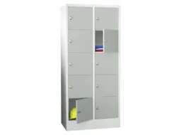 lockerkast,HxBxD 1850x800x500mm,2x5vakken,RAL7035,front RAL6011