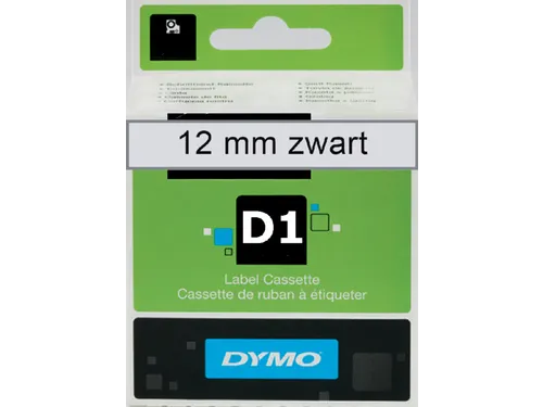 Labeltape Dymo 45010 D1 S720500 12mmx7m zwart op transparant