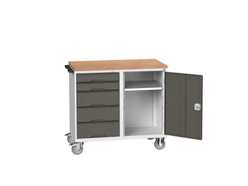 montagetafel,HxBxD 980x1050x600mm,multiplexblad,uitrusting: 5laden