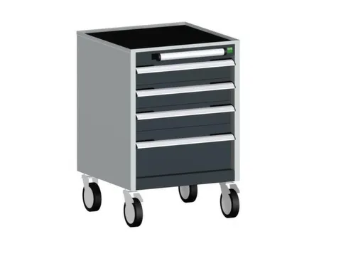 ladekast verrijdbaar 780x525x525mm 4laden RAL7035 front RAL7016