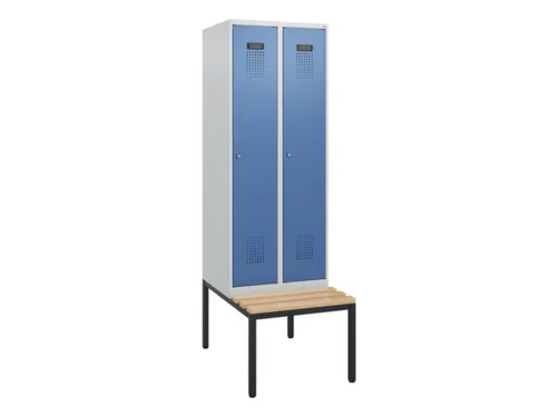 locker met bank,HxBxD 1950x600x815mm,2vak,vak B 300mm,cilinderslot