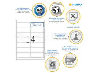 HERMA 4678 Premium Adresetiketten A4 99,1x38,1mm Wit 1400 stuks - 3