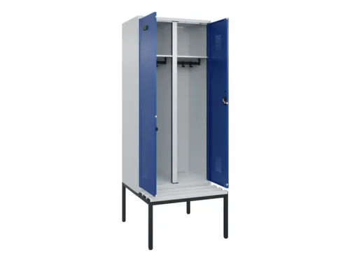 locker met bank,voor scheiding van kleding,HxBxD 2120x800x815mm,2vak