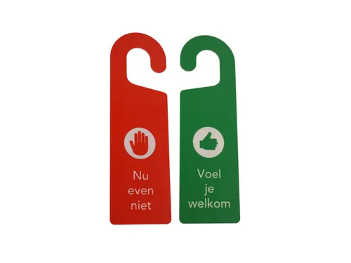 Kunststof deurhanger 250x75mm Voel je welkom - Nu even niet Rood/Groen