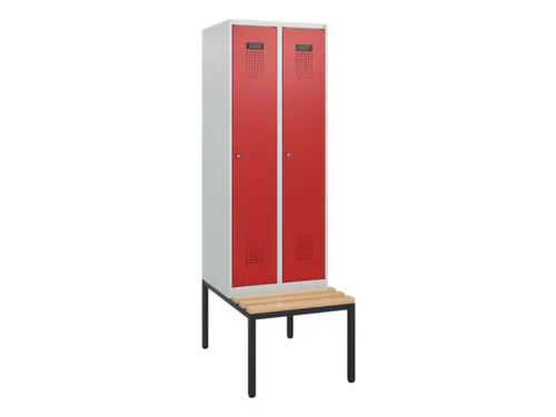 locker met bank,HxBxD 1950x600x815mm,2vak,vak B 300mm,cilinderslot