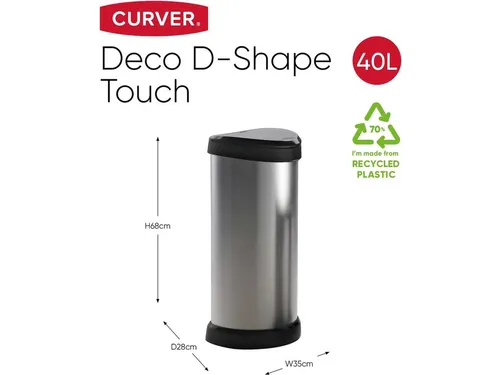 Push Bin Decobin 40 Liter Prullenbak 40 Liter Metallic