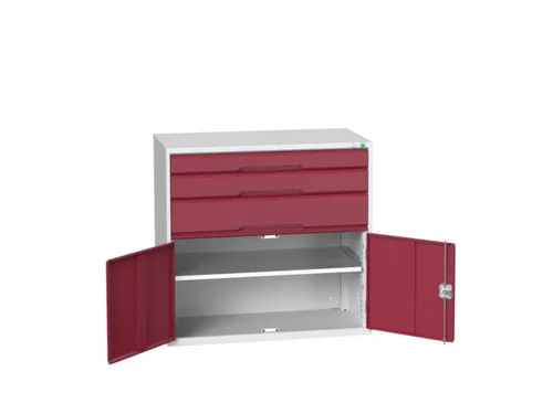 ladekast 1000x1050x550mm 3laden volledig uittrekbaar RAL7035 RAL3004