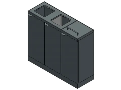 Bica 887 Afvalscheidingsunit 3x45 Liter Zwart