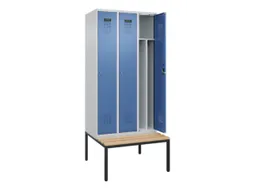 locker met bank,voor scheiding van kleding,HxBxD 2120x900x815mm,3vak