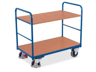 Etagewagen 250kg 850x500mm H 950mm 2 Etages Hout Ral5010 - 1