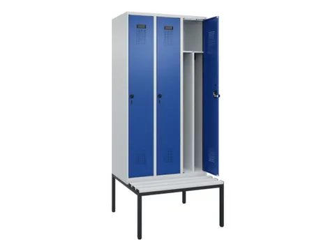 locker met bank,voor scheiding van kleding,HxBxD 2120x900x815mm,3vak