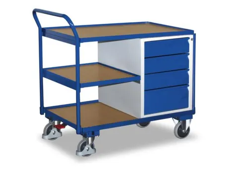 Tafel- En Kastwagen 250kg Laadvl. Lxb 1000x600mm 3 Etages 4 Laden