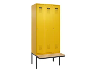 locker met bank,HxBxD 2120x900x815mm,3vak,vak B 300mm,cilinderslot - 1