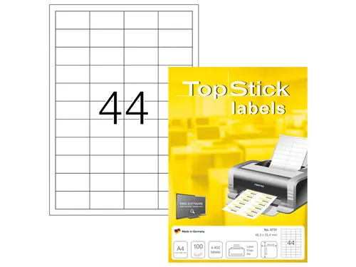 Etiketten universele labels A4 permanent 48,3x25,4mm Wit 4400 stuks